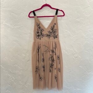 Express Nude Floral Embroidered Dress